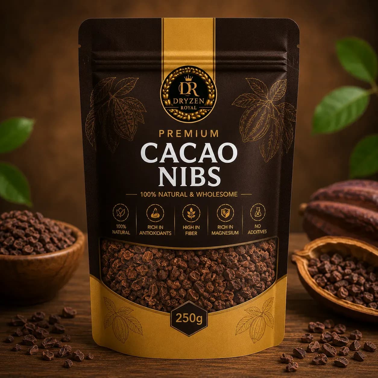 Premium Raw Cacao Nibs | Dryzen Royal